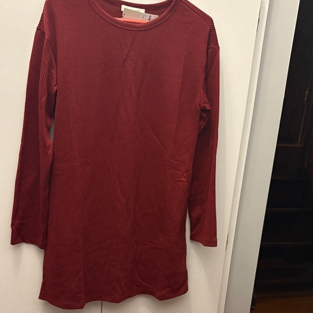 Francesca's Collections Deep Red Ribbed Dress
